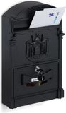 Merkloos Relaxdays Wandbrievenbus met slot - Aluminium - Staal - Zwart - 41 x 25,5 x 9 cm