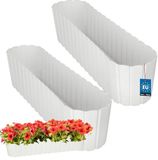 KOTARBAU® Balkonbak, Bloembak voor Balkon, Kunststof, 60 x 14 x 13 cm, Wit, Plantenbak Balkon, Groot, Rustiek, Weerbestendig Plantenbak, voor Binnen en Buiten