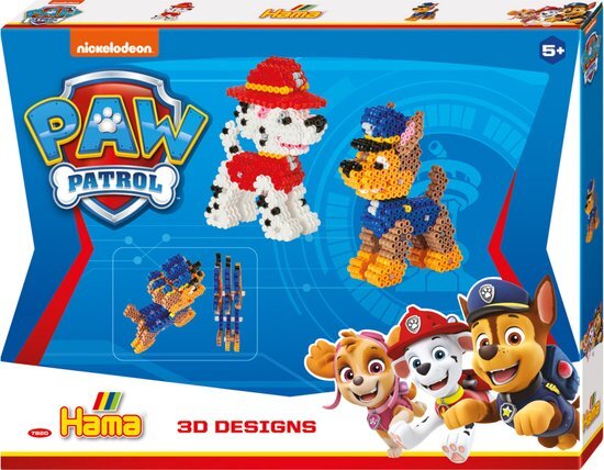 Hama Perlen Paw Patrol, 7920, strijkkralen met grote cadeauset met 3D-motieven, ca. 4000 midi-parels, 5 mm diameter, voor kinderen vanaf 5 jaar, meerkleurig