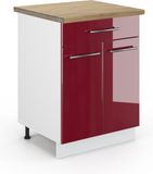 Vicco Fame-Line Keukenonderkast – 60 cm met lade, WB Eik Bordeauxrode hoogglans
