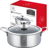 Royal Swiss Braadpan 28 cm - Tri-Ply RVS Honingraat - Inductie Geschikt - PFAS-vrij - Met Glazen Deksel