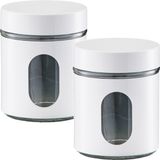 Zeller Voorraadpot Keuken - 2x - Metaal - Wit - 600 ml