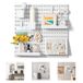 VUSIGN Pegboard Combinatie Muur Organizer Kit, Wall Mount Display Pegboard Panel Kits voor Slaapkamer, Studie, Kantoor, Badkamer, 4 stuks Pegboards en 17 Accessoires, 22" x 22", Wit