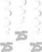 Folat Bv Hangdecoraties 25 jaar - 9x stuks - zilver - rotorspiralen - 25e Jubileum versiering - 25 jaar getrouwd - 70 cm lang
