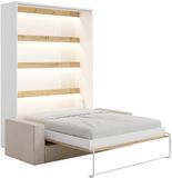 Vente-unique Bedkast hout natuurlijk licht, wit 160 x 200 cm