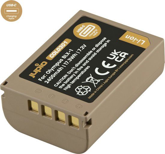 Jupio BLX-1 / BLX1 *ULTRA C* (USB-C input) 2400mAh - Systeemcamera - 3 jaar garantie