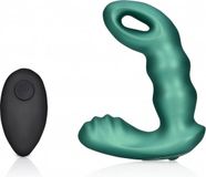 Shots Ouch! OU907MGR Beaded Vibrating Prostate Massager with Remote Control Metallic Green