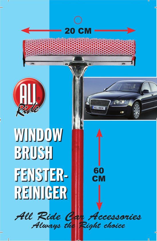 All Ride Raamtrekker/wisser met houten handvat - rood - 60 x 20 cm