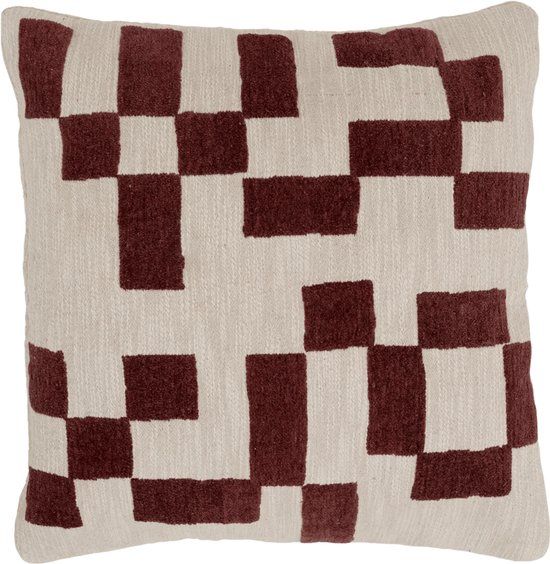 Urban Nature Culture Cushion Mole, Broken White/Red, Cotton/Viscose, Square