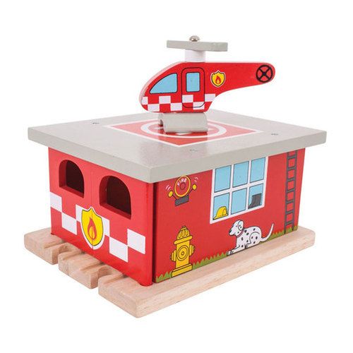 Bigjigs houten rails brandweerkazerne - Hout - Jongen