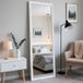 Debuy Miroir rectangulaire en pied, 160 x 50 cm, cadre en bois, verre HD sans distorsion, miroir sur pied, à poser, pour chambre à coucher ou salon, blanc