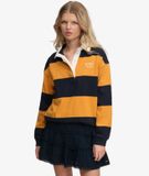 Superdry & Co Superdry Heritage Stripe Rugbyshirt Dames Lange Mouwen Katoen Oversized Pasvorm Navy/Track Gold