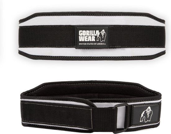 Gorilla Wear 4 Inch Nylon Halterriem - Zwart/Wit - S