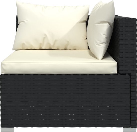 vidaXL 11-delige Loungeset met kussens poly rattan zwart