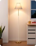Lampe sur pied rétro avec abat-jour en tissu, LED, E27, blanc