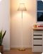 Lampe sur pied rétro avec abat-jour en tissu, LED, E27, blanc