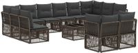 vidaXL Tuinbank - Set - 13-delig - Grijs - Polyrattan
