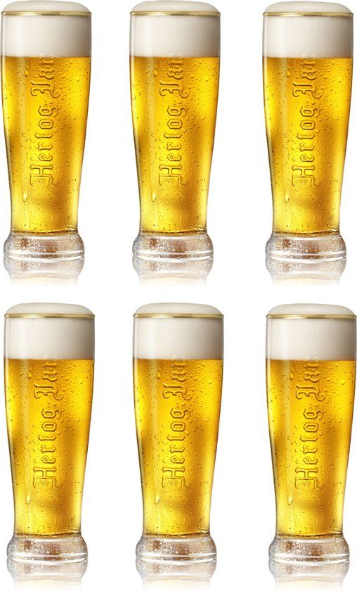 Hertog Jan Pilsener Bierglazen 25cl set van 6 - Bier Glas 0,25 l - 250 ml