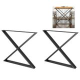 Amig - Set van 2 poten voor eet- of haltafels - Tafelpoten in industriële stijl - Materiaal: Staal - 712 x 780 x 80 mm - Sterk en duurzaam - Matzwarte afwerking
