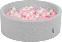 KiddyMoon Ballenbad 90x30cm - 300 ballen ∅ 7cm - Lichtgrijs:Roze/Parelmoer/Transparant