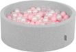KiddyMoon Ballenbad 90x30cm - 300 ballen ∅ 7cm - Lichtgrijs:Roze/Parelmoer/Transparant