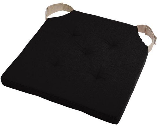 Stof Textile stoelkussen DUO - zwart - 38 x 38 x 4 cm