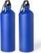 Merkloos / Sans marque Makito Western Europe Aluminium waterfles/drinkfles - 2x - blauw - met schroefdop en karabijnhaak - 800 ml - sportfles/bidon