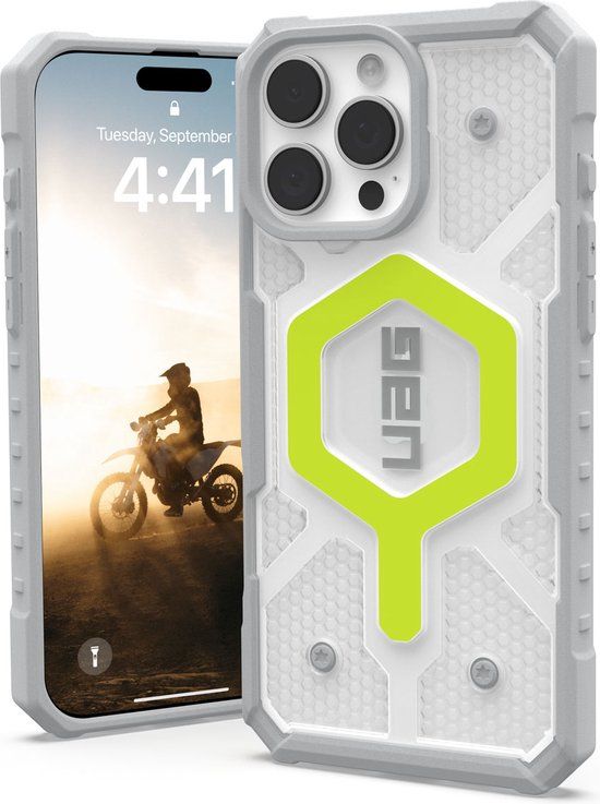 Urban Armor Gear UAG Pathfinder Mag Case voor iPhone 16 Pro Max - Clear/Neon