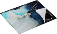 Chefcare Inductie Beschermer Abstracte Kunst - Marmer Blauw en Beige - 65x55 cm