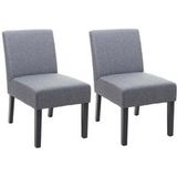 HWC-F61 Set van 2 eetkamerstoelen, loungestoel, stof/textiel ~ donkergrijs