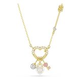 Swarovski Idyllia hanger, Verschillende slijpvormen, Hart, sleutel, Roze, Goudkleurige toplaag