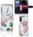 Sony Xperia L4 Housse de téléphone avec fentes pour cartes Oiseaux Fleurs