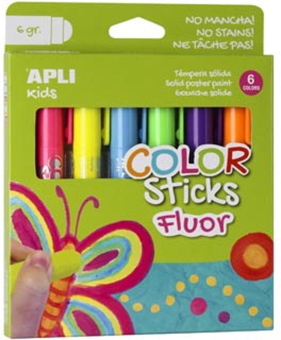 APLI color sticks fluor blister met 6 stuks