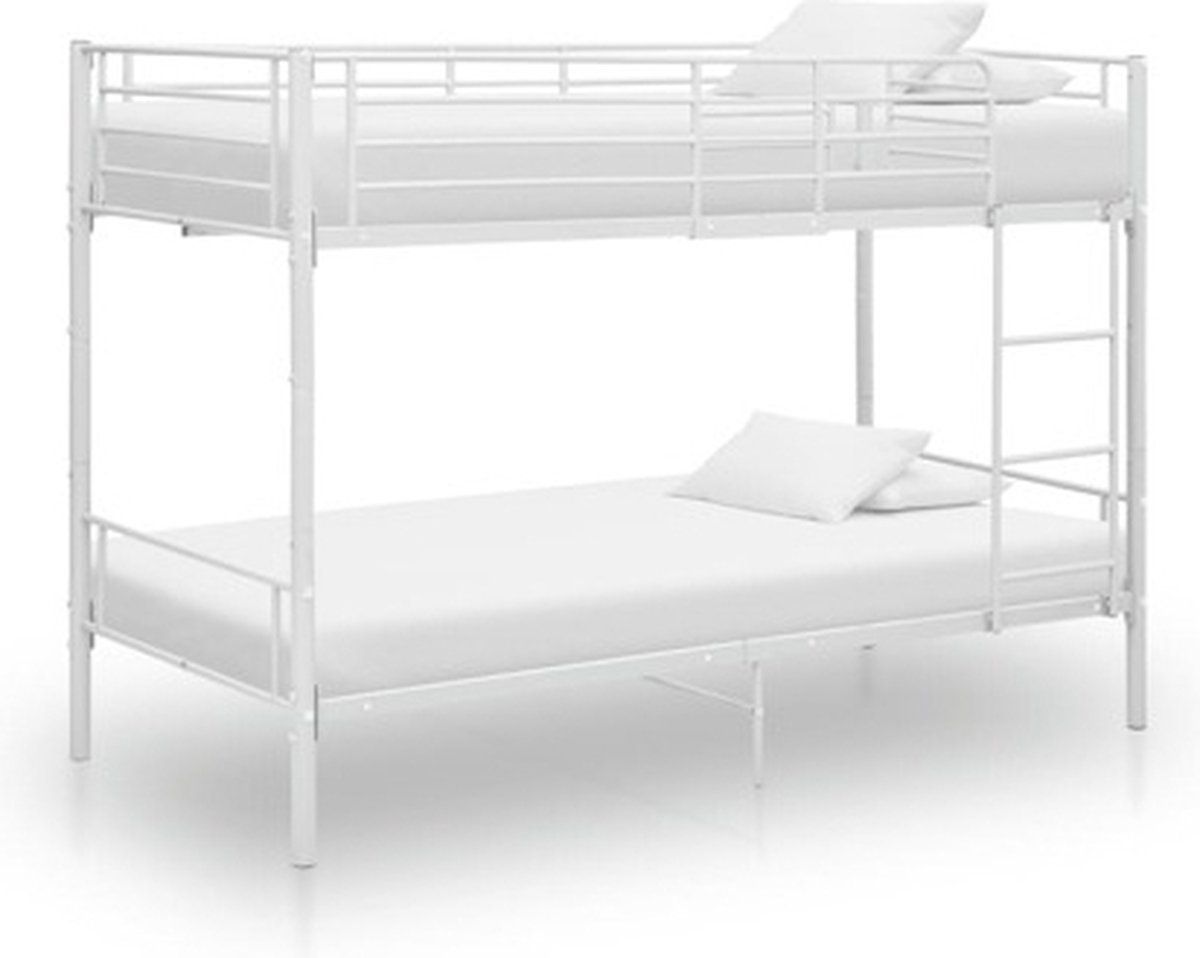 vidaXL Stapelbed metaal wit 90x200 cm