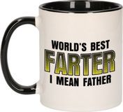 Bellatio Decorations vaderdag cadeau mok - zwart/wit - 300 ml - worlds best farter - Cadeau mokken