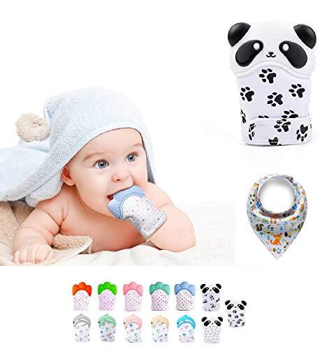 Funky Planet Baby bijtringen, baby tandjes handschoen, kinderziekten, tanden midden voor zelfkalmerende pijnverlichting blijft + babykleding sjaal (Paw)