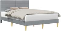 vidaXL Bedframe met hoofdeinde, lichtgrijs, 140 x 200 cm, stof
