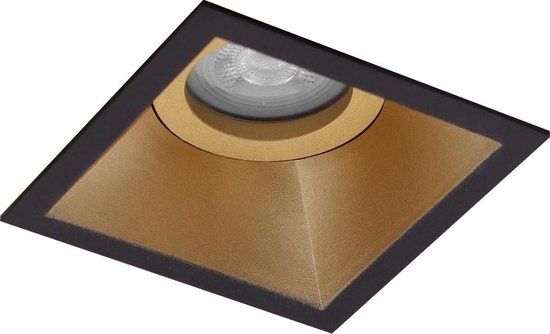 BES LED Pragmi Zano Pro GU10 Inbouwspot - Vierkant Zwart/Goud - Kantelbaar - 93mm