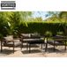 VORTIVO Ensemble de meubles de jardin, 4 pièces, cadre et accoudoirs en métal aspect bois, résistant aux UV, gris foncé, salon d'extérieur moderne pour terrasse et balcon