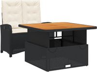 vidaXL 2-delige Tuinset met Kussens Poly Rattan Zwart