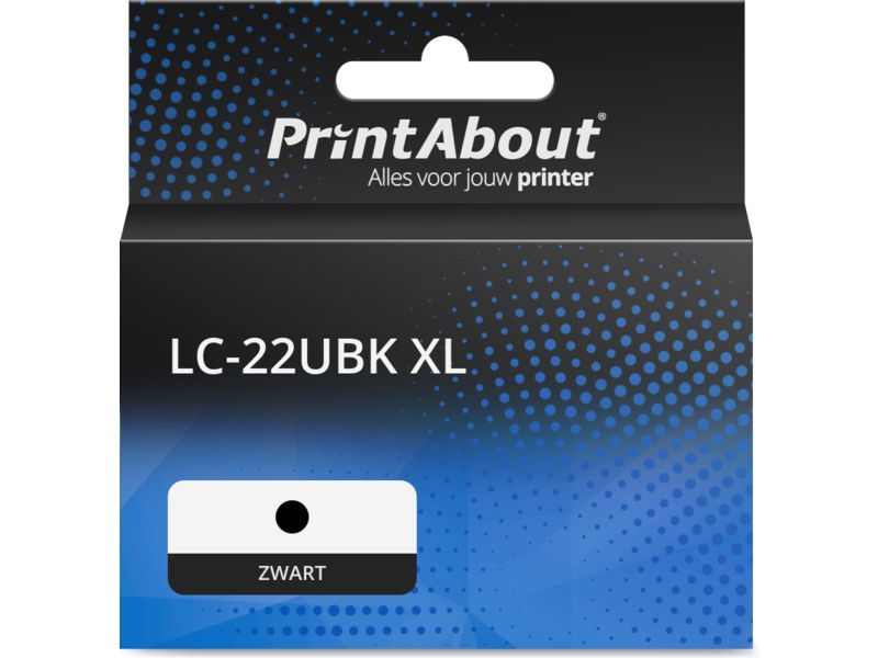 PrintAbout Inktcartridge LC-22UBK XL Zwart Hoge capaciteit geschikt voor Brother