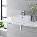 Hudson Reed Halwell Vierkante Opzetwastafel Modern 41cm x 41cm (1 Kraangat) Blanc avec Trop-plein en Nickel Brossé