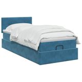 vidaXL Ottoman Bed with Mattress Dark Blue 90 x 190 cm Velvet