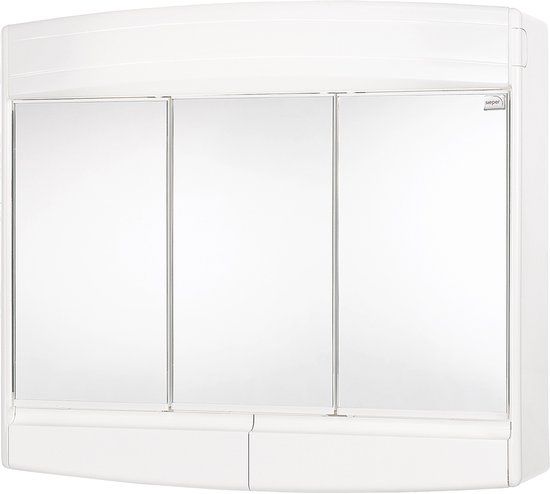 Differnz Topas Spiegelkast - Badkamerkast met 3 Deuren - Wit - 60x53cm - Met Verlichting