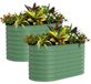 Bacs à plantes surélevés, set de 2 - Ovale, bacs à plantes métalliques - Acier galvanisé - 0,6 mm d'épaisseur - Conception sans fond - Convient aux légumes et aux fleurs - 120x60x60 cm - Vert