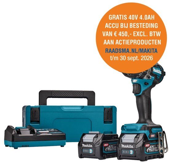 Makita HP002GD201 Accu Klop-/Schroefboormachine XGT 40V Max 2.5Ah - Inclusief Mbox