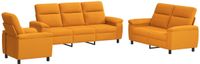 vidaXL Bankstel 3 pcs Donkergeel Stof