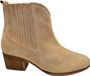 Gabor - Dames - Enkellaarsjes - Beige - Suède - Blokhak - Ritssluiting
