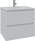 Saniclass Chaci Meuble de salle de bain - 60x46x55cm - lavabo en céramique blanc - 1 vasque - 1 trou de robinetterie - 2 tiroirs - blanc mat
