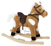 Cheval à bascule bébé - Avec sons d'animaux - Peluche - Harnais de sécurité à trois points - 74 x 65 x 34 cm